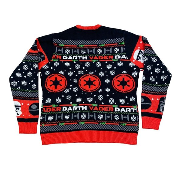 Star Wars Darth Vader Geeknet Ugly Christmas Sweater Men XXL Black Crew Neck NWT - Picture 2 of 7